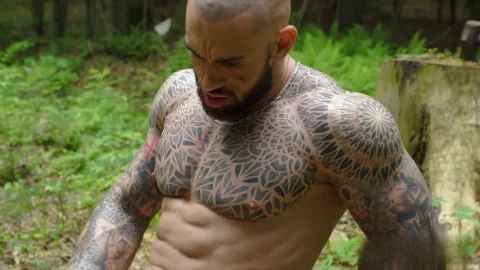 HotAFmen: Muscular Man Chops Wood, Shoots Load