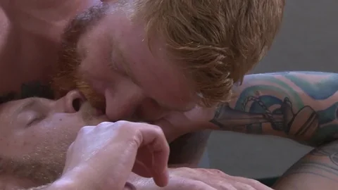 Men: Jaxon's wet embrace with Bennett at dawn