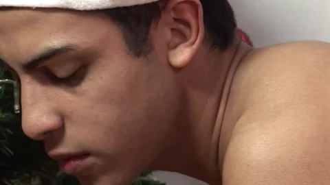 Bareback Me Daddy: Young Latino's Candy Cane Bends for Daddy