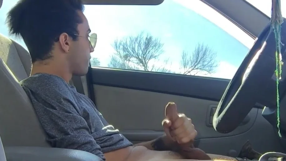 BarebackLatinoz: Lucas' Big One: Car Jerking Special