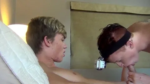 HomeMadeTwinks: Blond Elijah twink loves giving blowjob