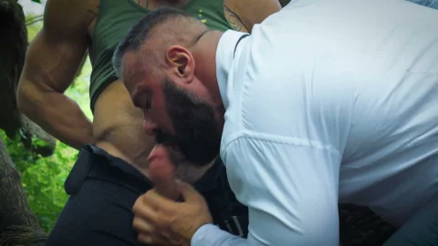 Bare breeding load fills his hairy ass