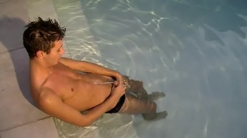 Boys Pissing - Wet Poolside Fucking with Hot Twinks
