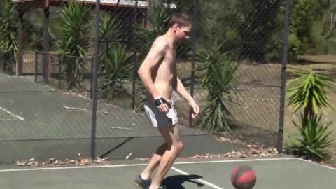 AndysAussieBoys - Naked Aussie Amateur Playing Basketball